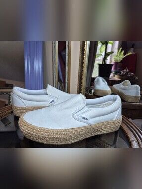 VANS Linen Slip-On Platform Espadrille SF Shoes - Womens Size 7.5